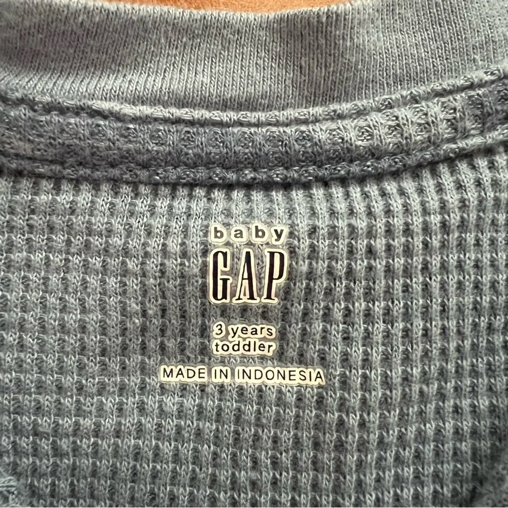 GAP Baby Blue Camouflage Thermal Cotton Henley, 3T